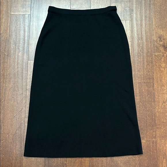 Elisabeth Williams 100% Merino Wool Black Tea Length Sweater Skirt, Size Large - Picture 1 of 6